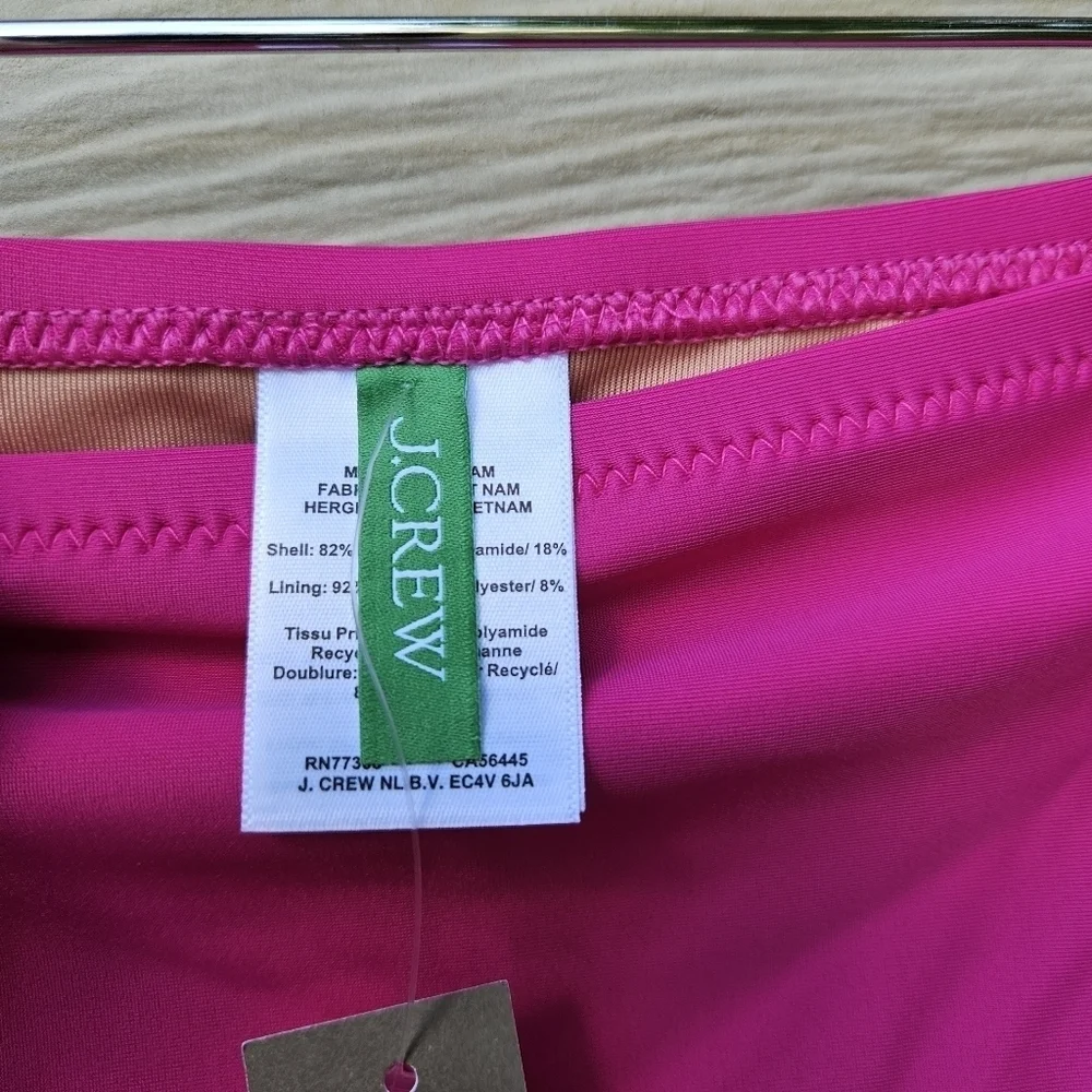 NWT J. Crew hot pink Hallie high waisted bikini bottom medium